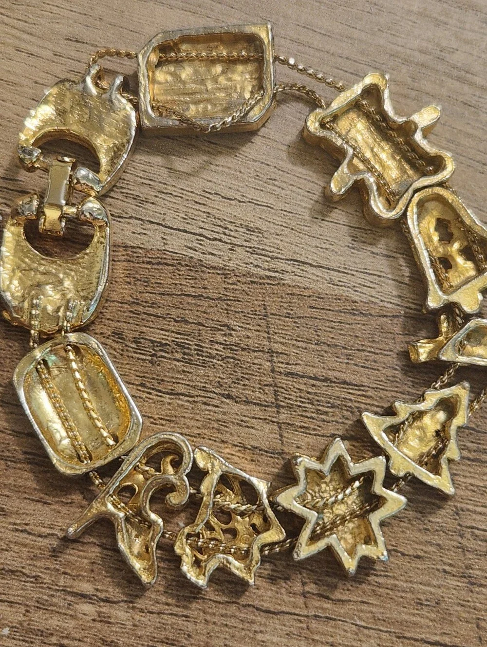 Festive Vintage Multi-Color Holiday Charm Bracelet With Earrings